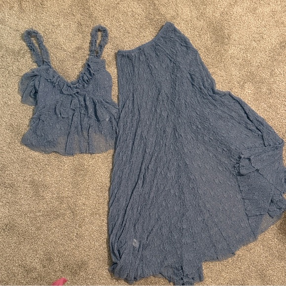 Sheer Blue Ruffled Blouse - Picture 3 of 5